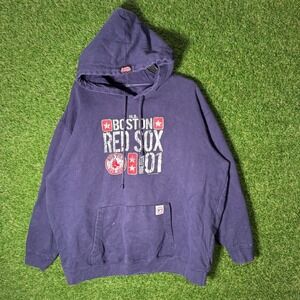 Vintage Boston‎ Red Sox Hoodie Men's L Navy MLB Distressed Graphic Pullover 2006